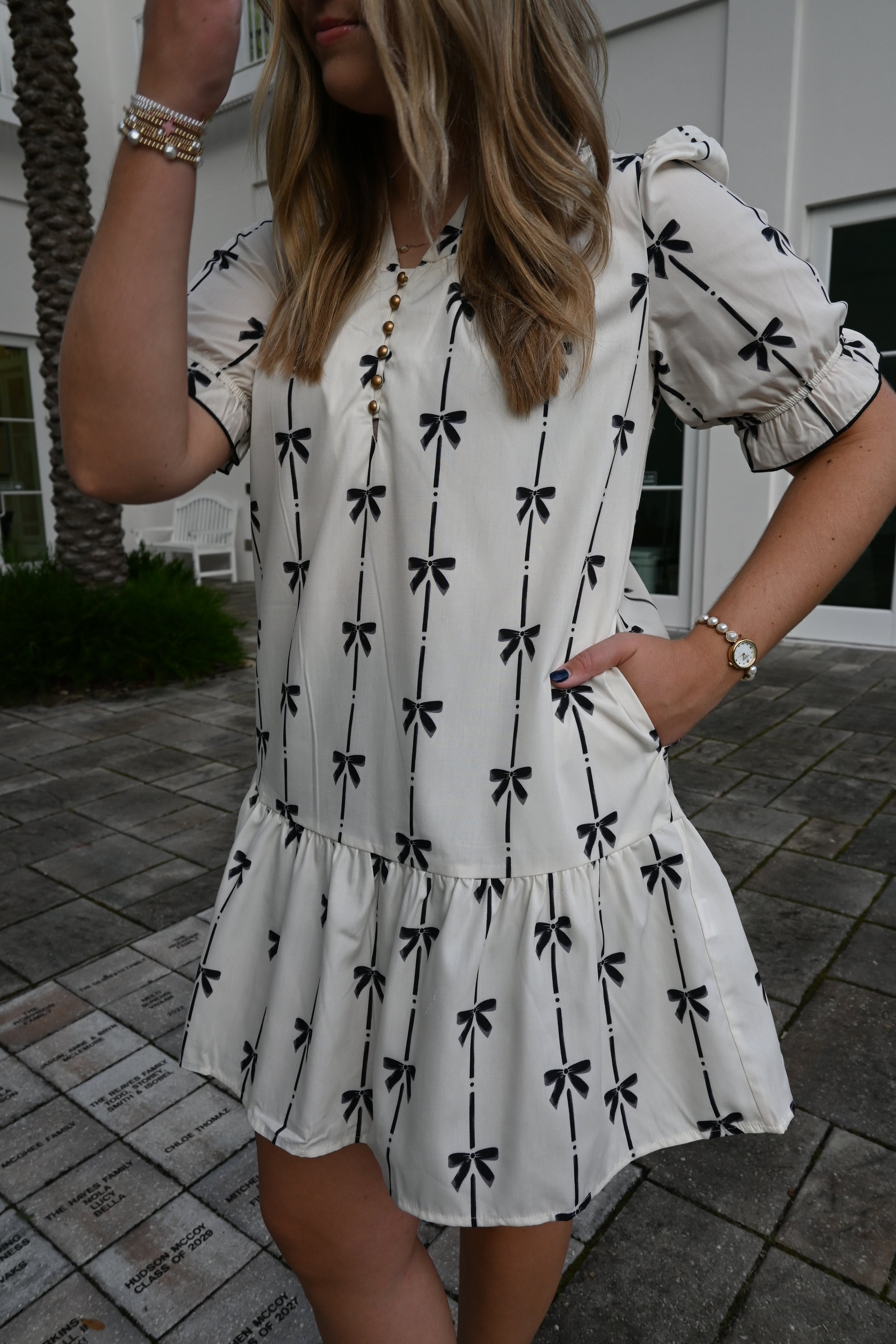 The Buttoned Bow Dress