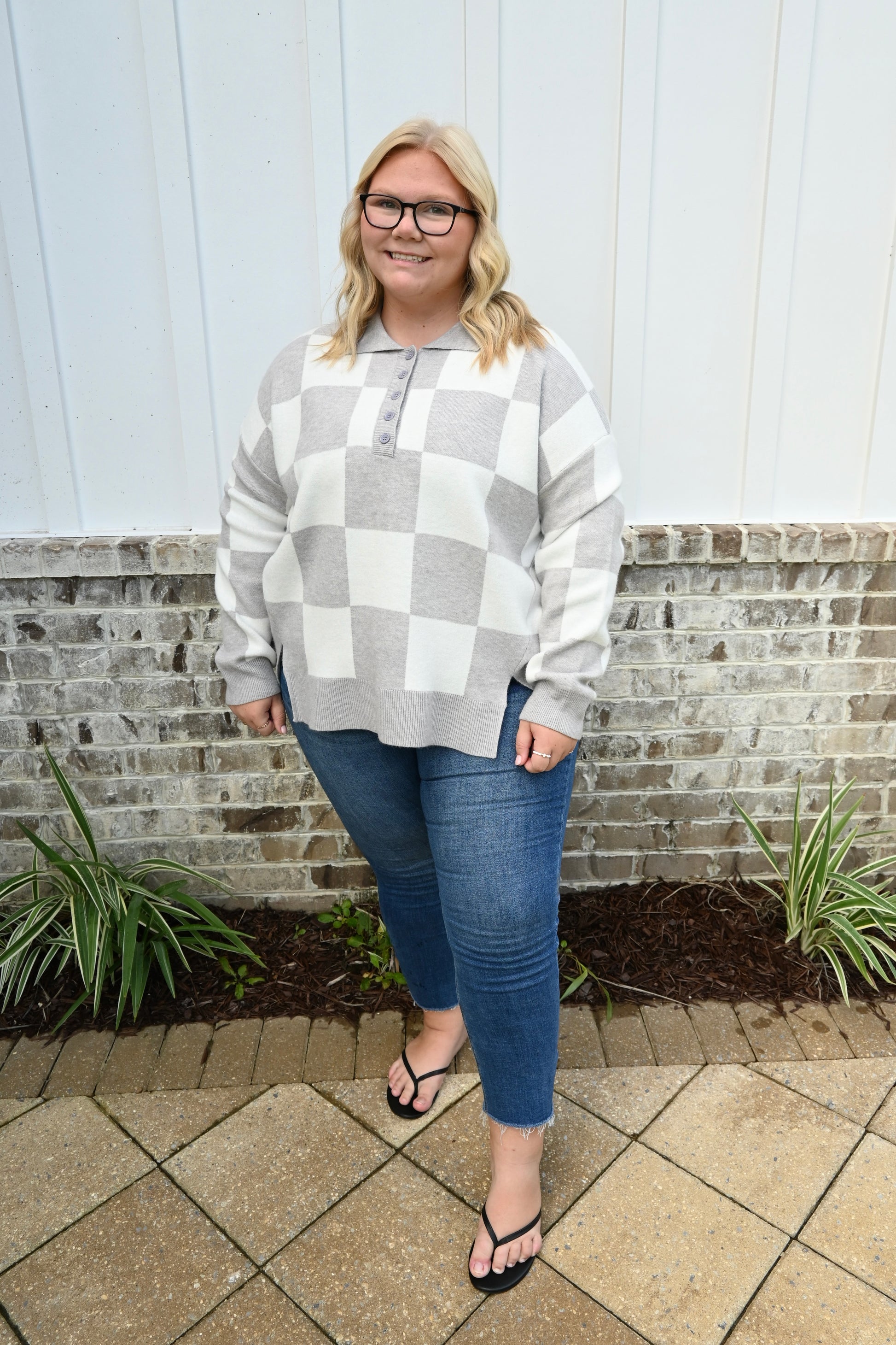 The Checkered Charm Sweater