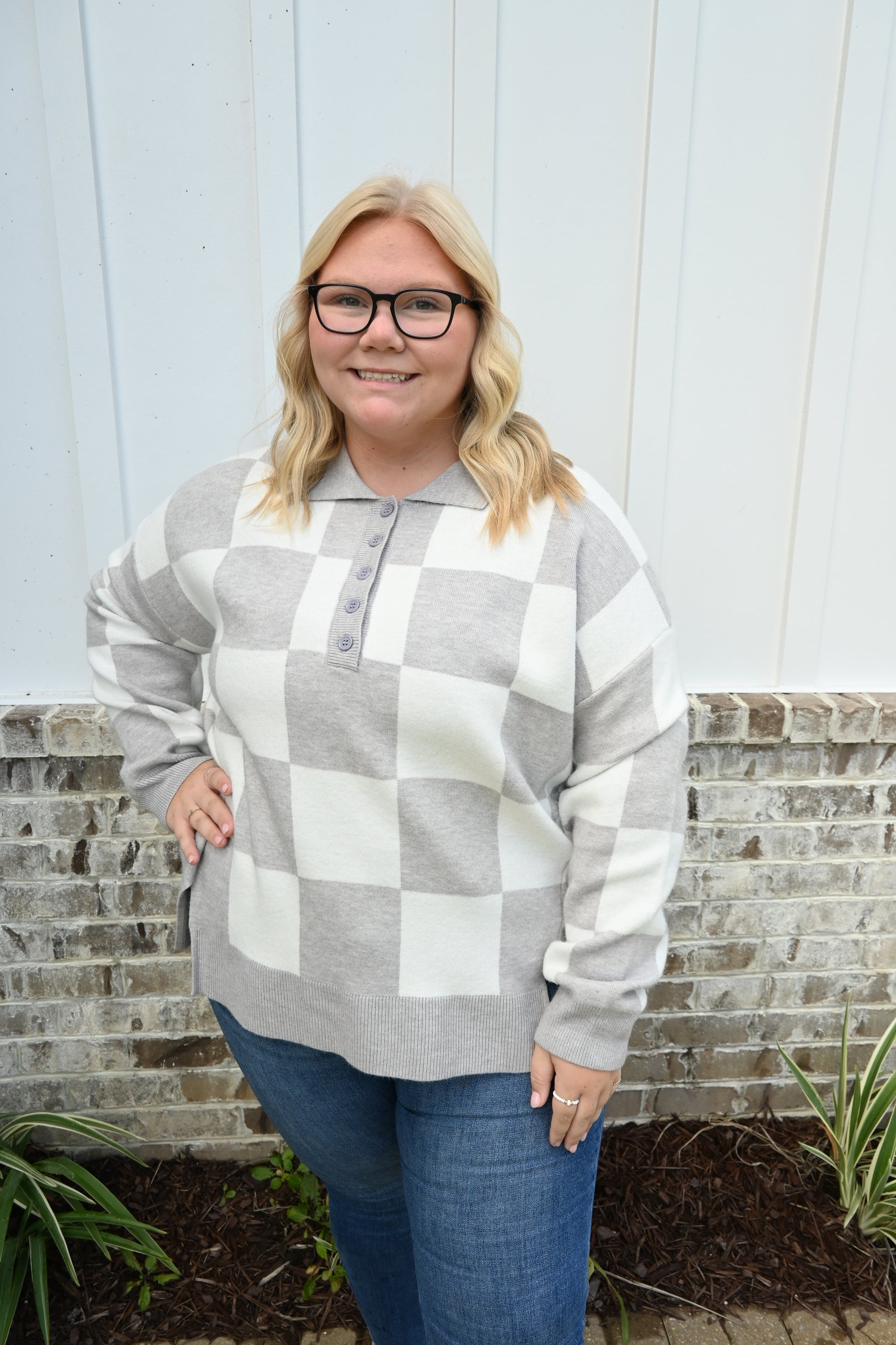 The Checkered Charm Sweater