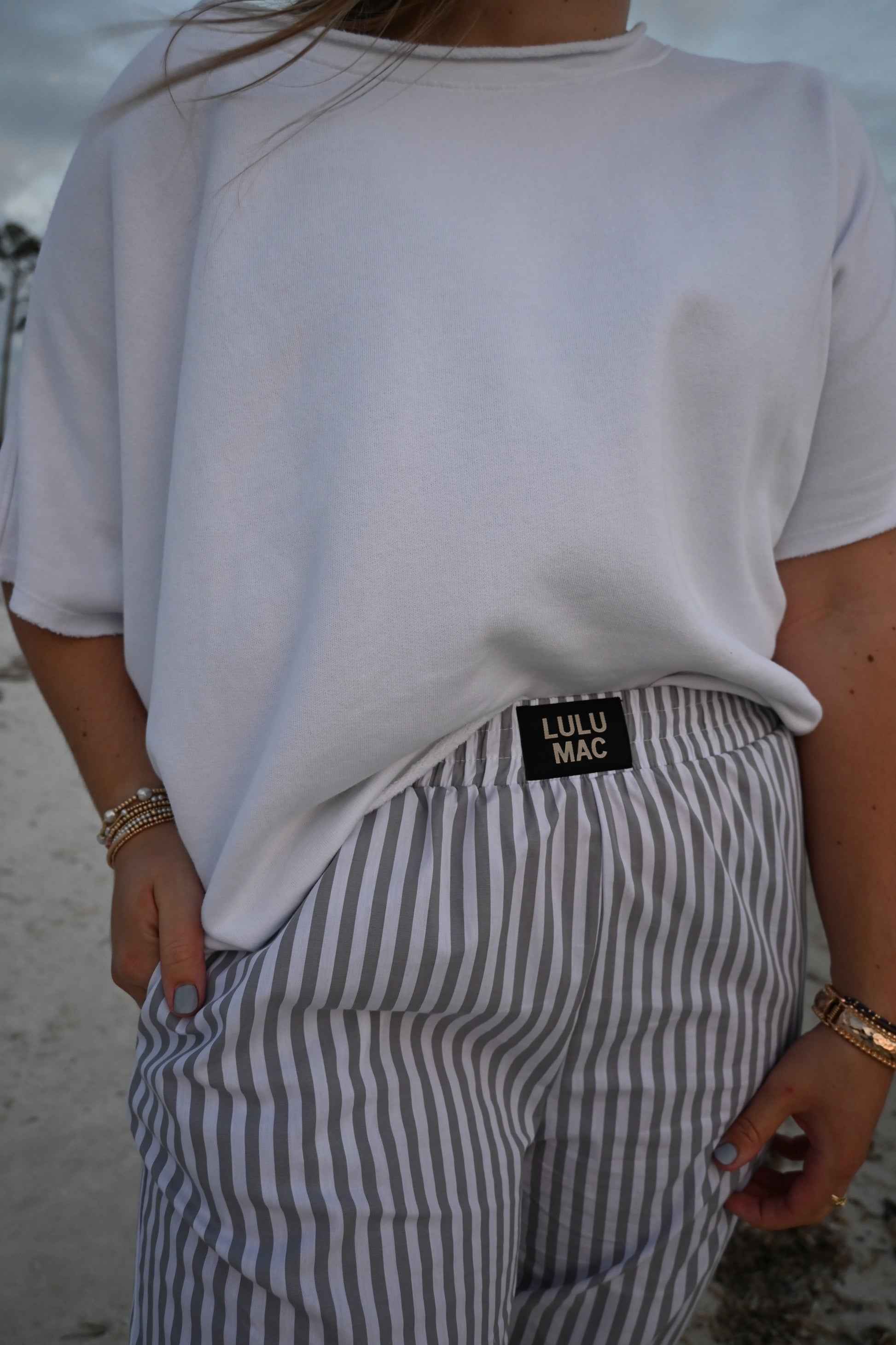 Grey Striped Lulu Mac Pants