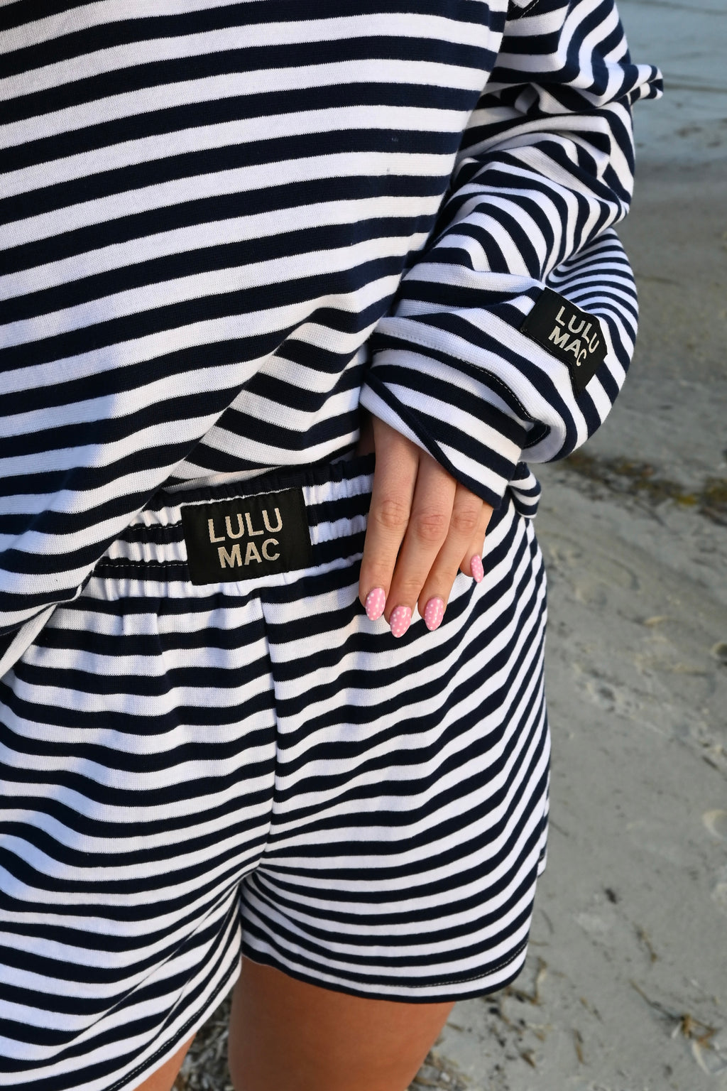 Navy Striped Lulu Mac Long Sleeve Top