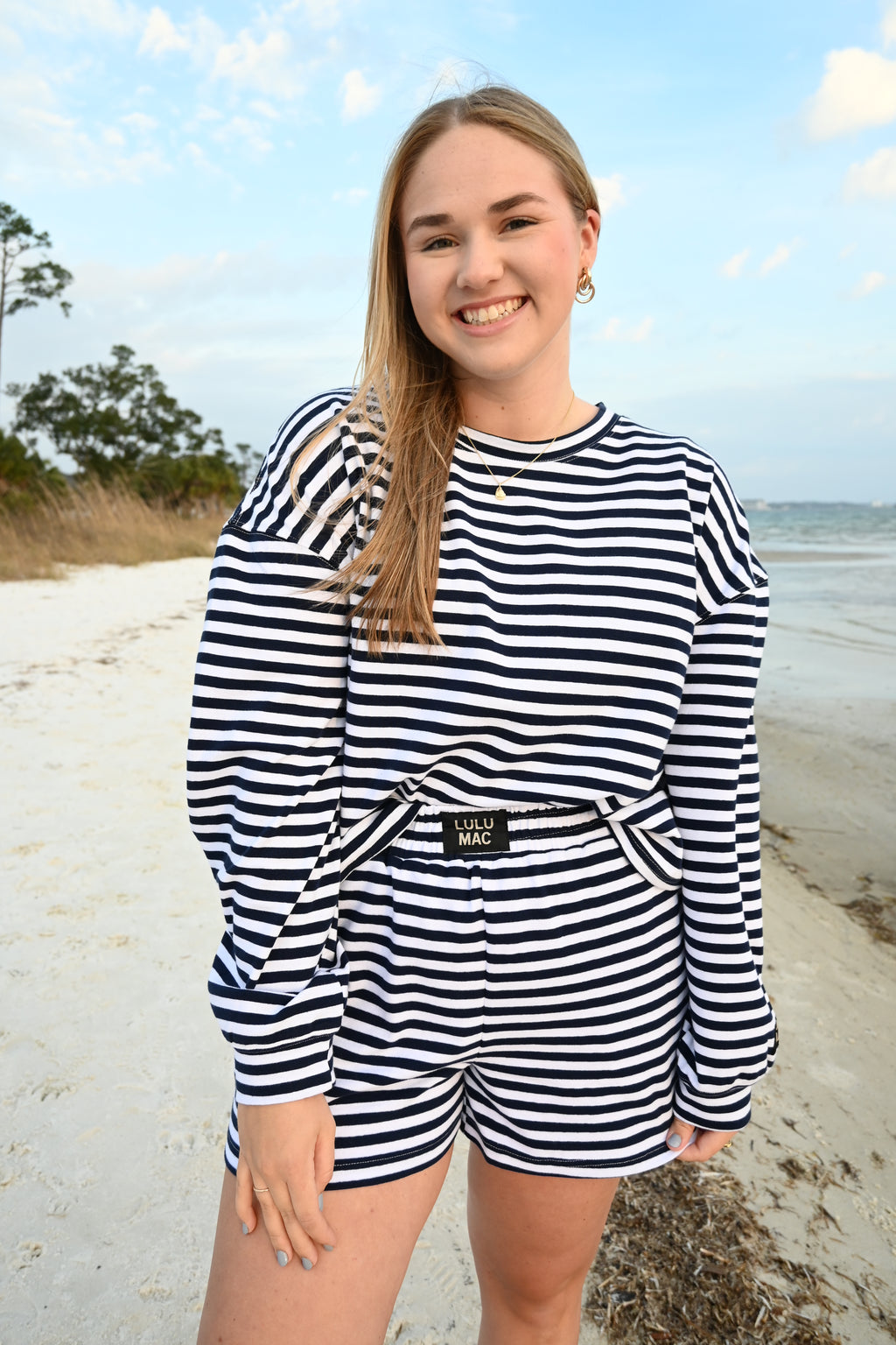 Navy Striped Lulu Mac Shorts