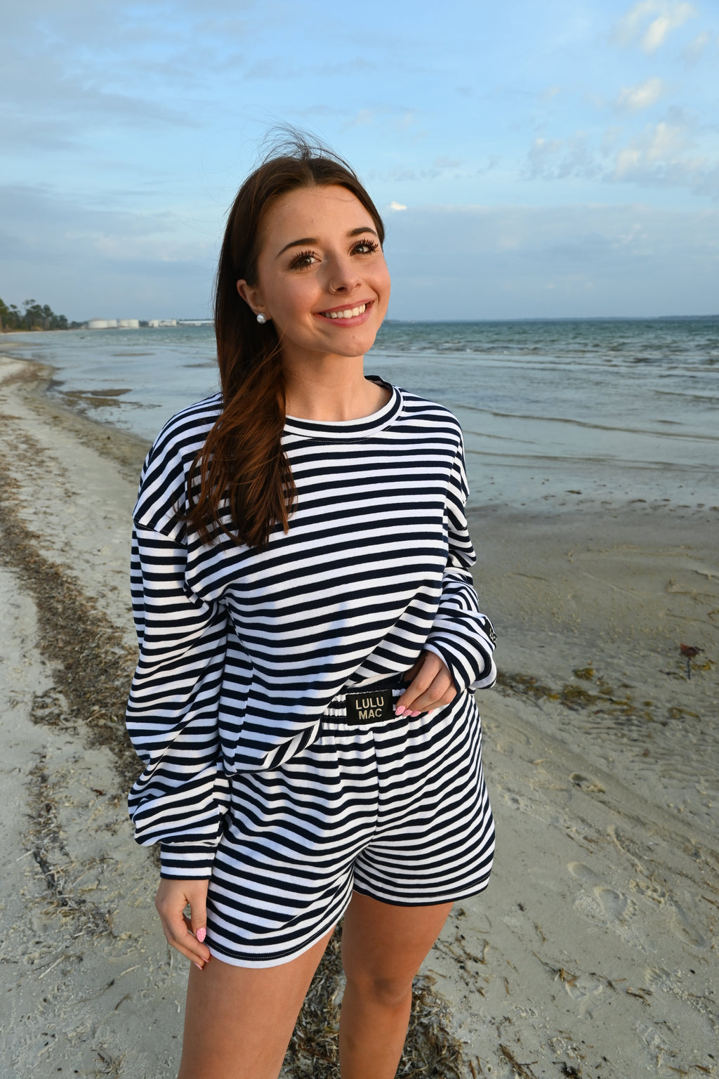 Navy Striped Lulu Mac Shorts