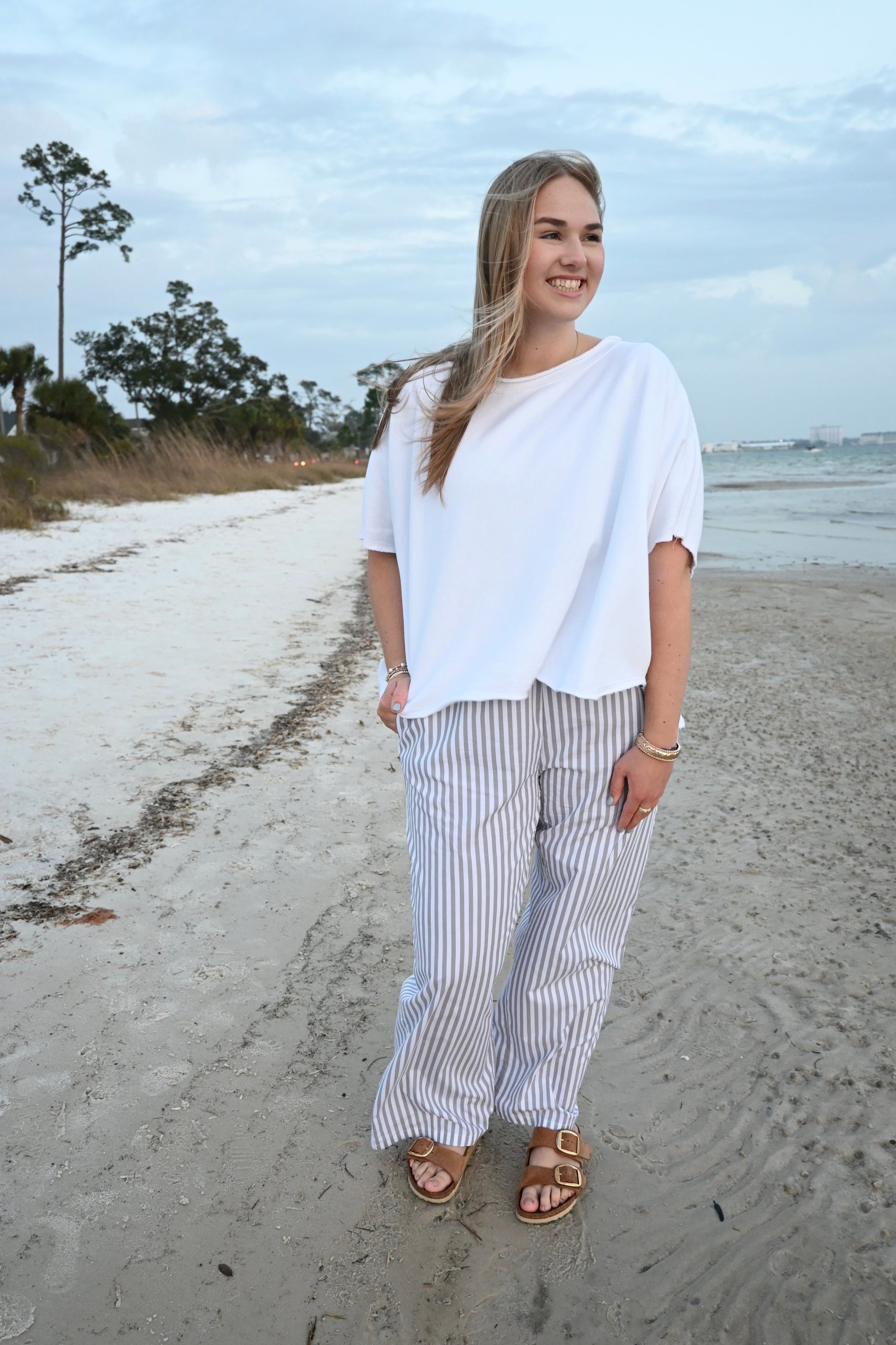 Grey Striped Lulu Mac Pants